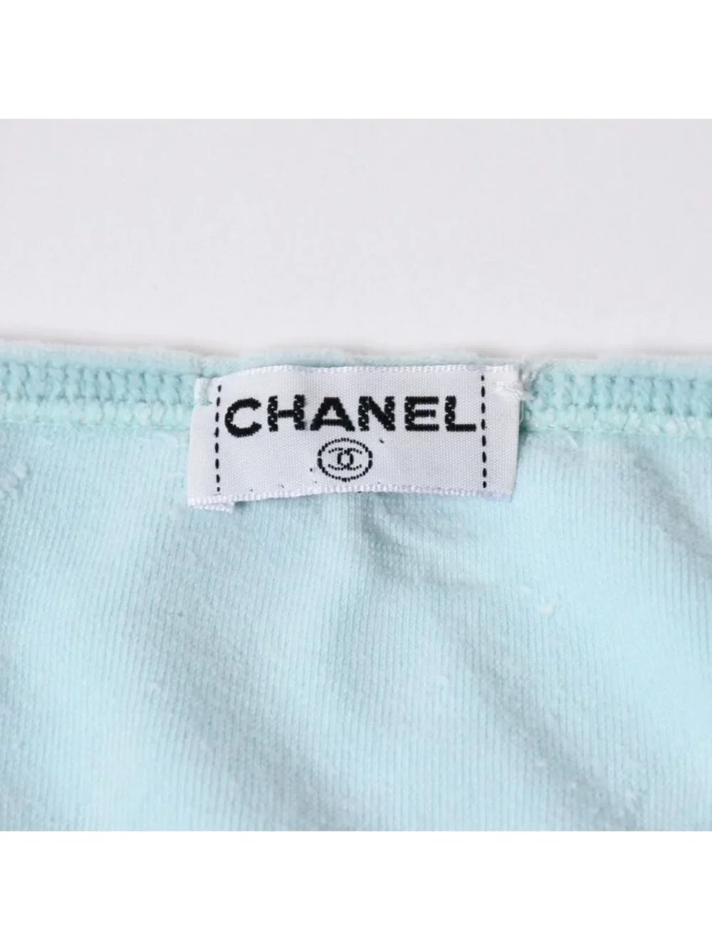Chanel Vintage Swimwear Bikini Separate Set CC Logo Light Blue 4 40